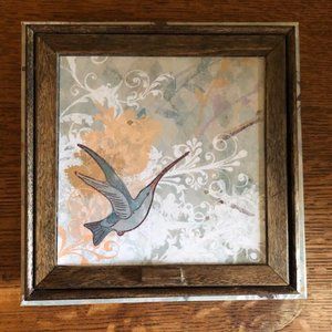 Handcrafted Vintage Wooden Jewelry Box Hummingbird